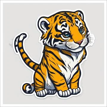 Vector, Image of sticker, cartoon cute Tiger Stock-Illustration