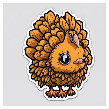 Vector, Image of sticker, cartoon cute Turkey Stock Illustration