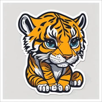 Vector, Image of sticker, cartoon cute Tiger Stock-Illustration