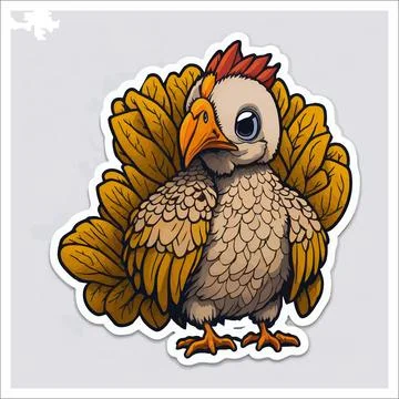 Vector, Image of sticker, cartoon cute Turkey Stock Illustration