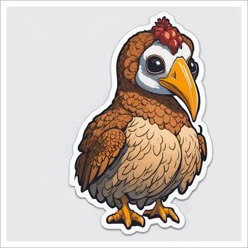Vector, Image of sticker, cartoon cute Turkey Stock Illustration