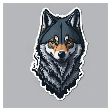 Vector, Image of sticker, cartoon cute Wolf Stock Illustration