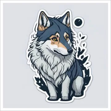 Vector, Image of sticker, cartoon cute Wolf Stock-Illustration