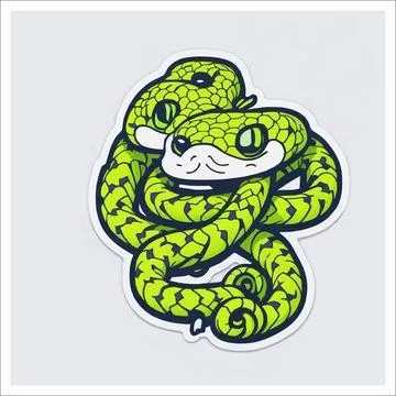 Vector, Image of sticker, cartoon cute Snake Stock Illustration
