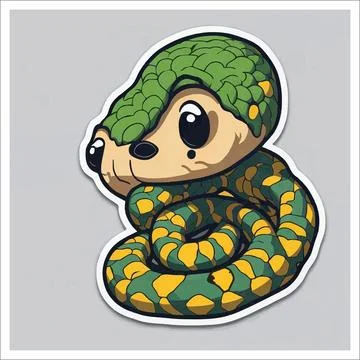 Vector, Image of sticker, cartoon cute Snake Stock-Illustration