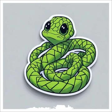 Vector, Image of sticker, cartoon cute Snake Stock Illustration