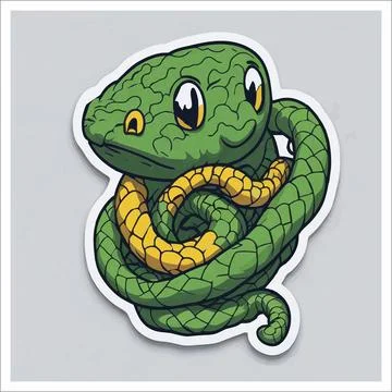Vector, Image of sticker, cartoon cute Snake Stock Illustration