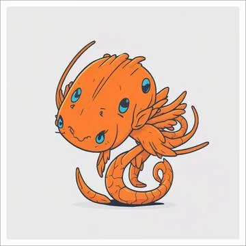 Vector, Image of sticker, cartoon cute Shrimp Stock-Illustration