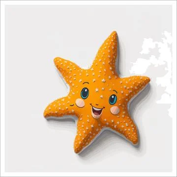 Vector, Image of sticker, cartoon cute Starfish Stock Illustration
