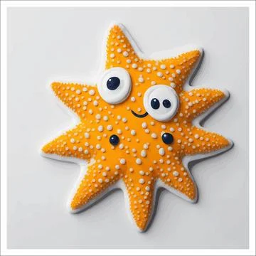 Vector, Image of sticker, cartoon cute Starfish Stock Illustration