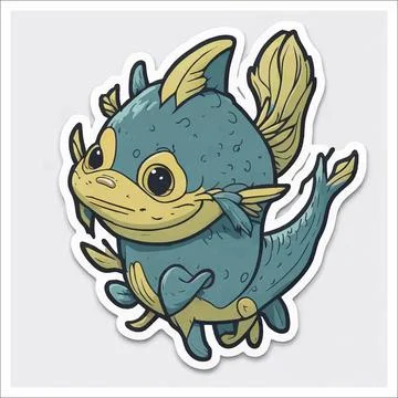 Vector, Image of sticker, cartoon cute Catfish Stock-Illustration