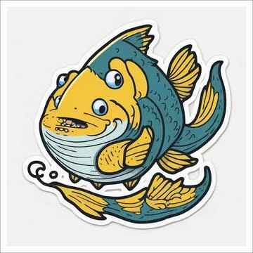 Vector, Image of sticker, cartoon cute Catfish Stock-Illustration