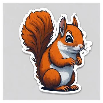 Vector, Image of sticker, cartoon cute Squirrel Stock-Illustration