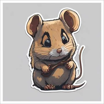 Vector, Image of sticker, cartoon cute Mouse Stock Illustration