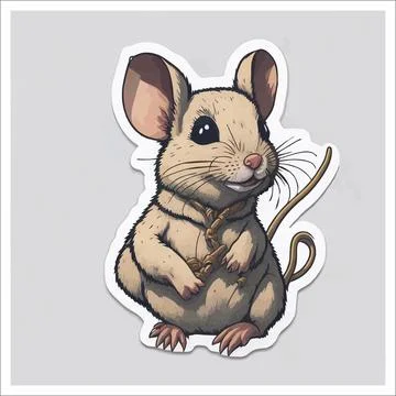 Vector, Image of sticker, cartoon cute Mouse Stock Illustration