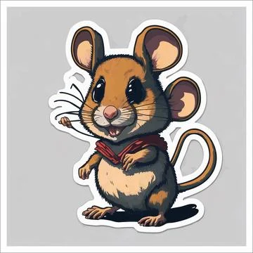 Vector, Image of sticker, cartoon cute Mouse Stock-Illustration