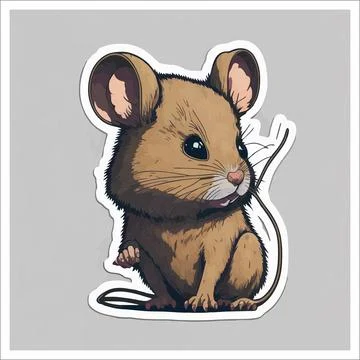 Vector, Image of sticker, cartoon cute Mouse Stock Illustration