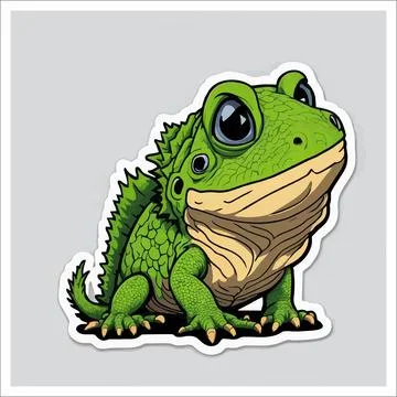 Vector, Image of sticker, cartoon cute Lizard Stock-Illustration