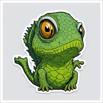Vector, Image of sticker, cartoon cute Lizard Stock-Illustration