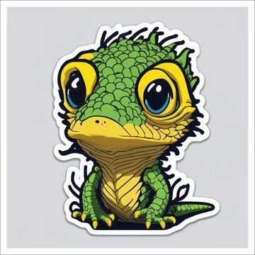 Vector, Image of sticker, cartoon cute Lizard Stock-Illustration