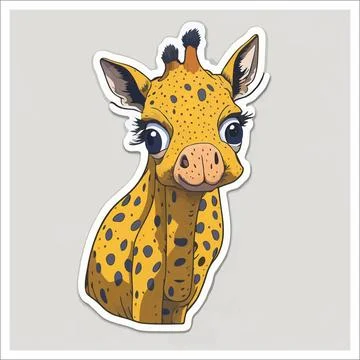 Vector, Image of sticker, cartoon cute Giraffe Stock Illustration