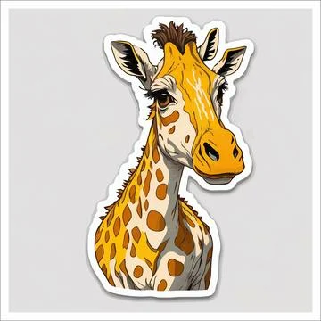 Vector, Image of sticker, cartoon cute Giraffe Stock Illustration