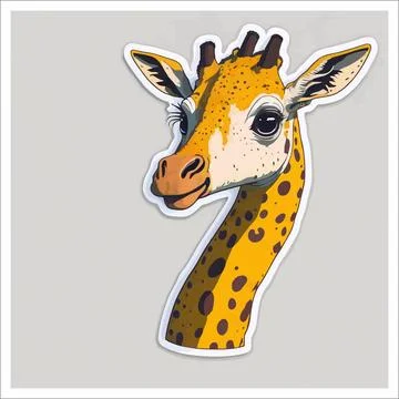 Vector, Image of sticker, cartoon cute Giraffe Stock Illustration