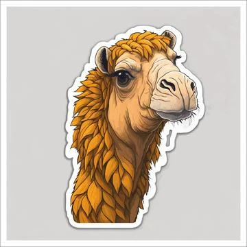 Vector, Image of sticker, cartoon cute Camel Stock Illustration