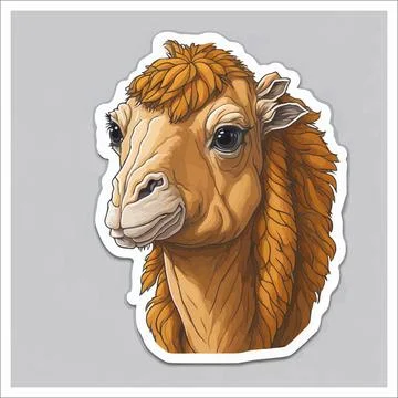Vector, Image of sticker, cartoon cute Camel Stock Illustration