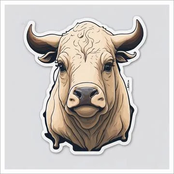 Vector, Image of sticker, cartoon cute Bull Stock-Illustration