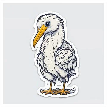 Vector, Image of sticker, cartoon cute stork Stock-Illustration