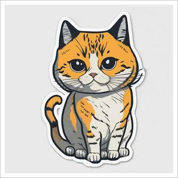 Vector, Image of sticker, cartoon cute Cat Stock Illustration