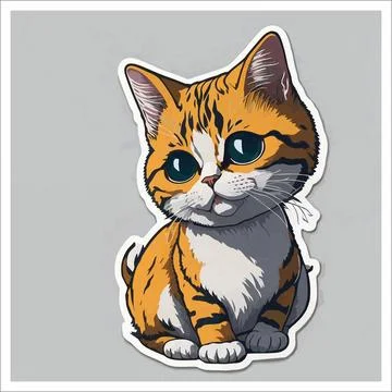 Vector, Image of sticker, cartoon cute Cat Stock-Illustration