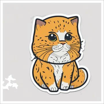 Vector, Image of sticker, cartoon cute Cat Stock-Illustration