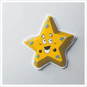 Vector, Image of sticker, cartoon cute Star Stock Illustration