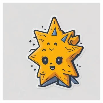 Vector, Image of sticker, cartoon cute Star Stock Illustration