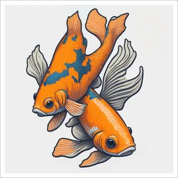 Vector, Image of sticker, cartoon cute Koi fish Stock-Illustration
