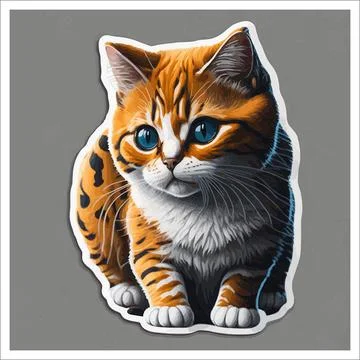 Vector, Image of sticker, cartoon cute Cat Stock Illustration