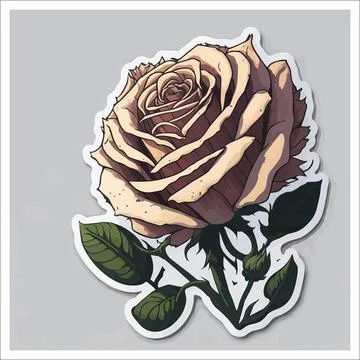 Vector, Image of sticker, cartoon cute Rose Stock Illustration