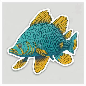 Vector, Image of sticker, cartoon cute Arowana fish Stock-Illustration