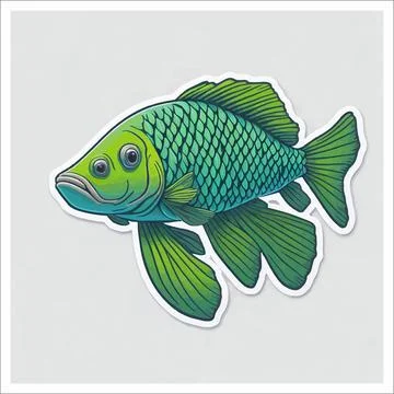 Vector, Image of sticker, cartoon cute Arowana fish Stock-Illustration