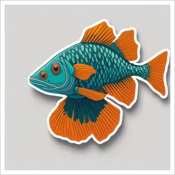 Vector, Image of sticker, cartoon cute Arowana fish Stock-Illustration