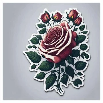 Vector, Image of sticker, cartoon cute Rose Stock Illustration