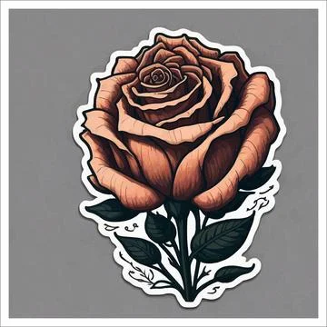 Vector, Image of sticker, cartoon cute Rose Stock Illustration