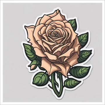 Vector, Image of sticker, cartoon cute Rose Stock-Illustration