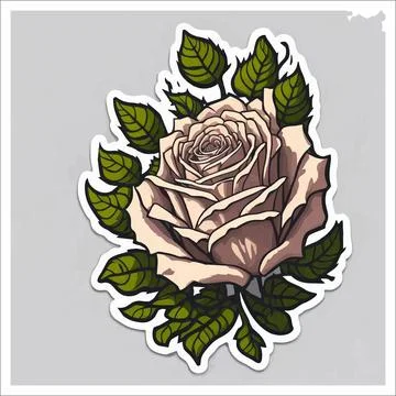 Vector, Image of sticker, cartoon cute Rose Stock Illustration