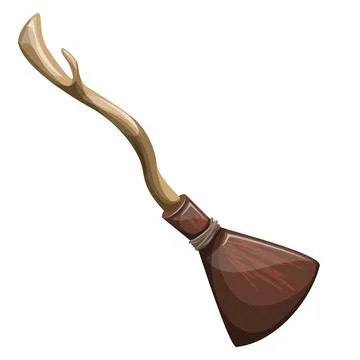 Vector image of a stylized broomstick in cartoon style isolated on white back Stock Illustration