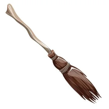 Vector image of a stylized broomstick in cartoon style isolated on white back Stock Illustration