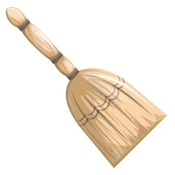 Vector image of a stylized broomstick in cartoon style isolated on white back Stock Illustration