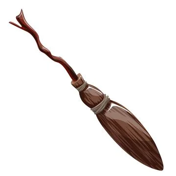 Vector image of a stylized broomstick in cartoon style isolated on white back Illustrazione stock